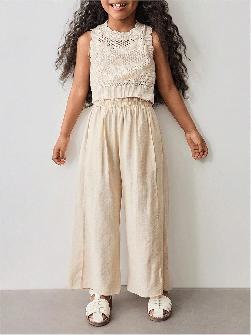 MakeMeChic بلوزات صيفية محبوكة للفتيات بدون أكمام، قمصان قصيرة لطيفة، ملابس محبوكة - Image 5